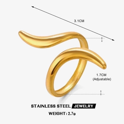 304 Stainless Steel 18K Gold Plated IG Style Minimalist Lines Open Rings