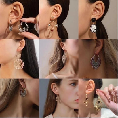 2 Pieces Casual Vintage Style Human Face Leaf Heart Shape Plating Hollow Out Inlay Alloy Metal Brass Resin Zircon 18K Gold Plated Gold Plated Silver Plated Earrings