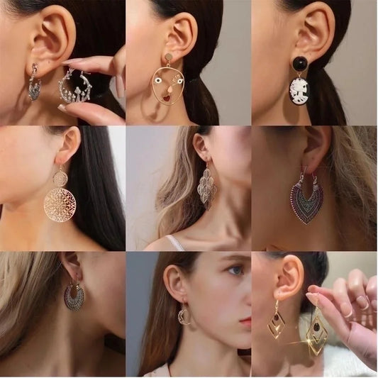 2 Pieces Casual Vintage Style Human Face Leaf Heart Shape Plating Hollow Out Inlay Alloy Metal Brass Resin Zircon 18K Gold Plated Gold Plated Silver Plated Earrings