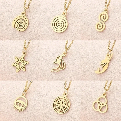 Casual Modern Style Minimalist Compass Mermaid Snowflake 304 Stainless Steel Gold Plated Polishing Plating Pendant Necklace