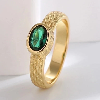 Minimalist Classic Style Color Block Copper Plating Inlay 18K Gold Plated Zircon Rings