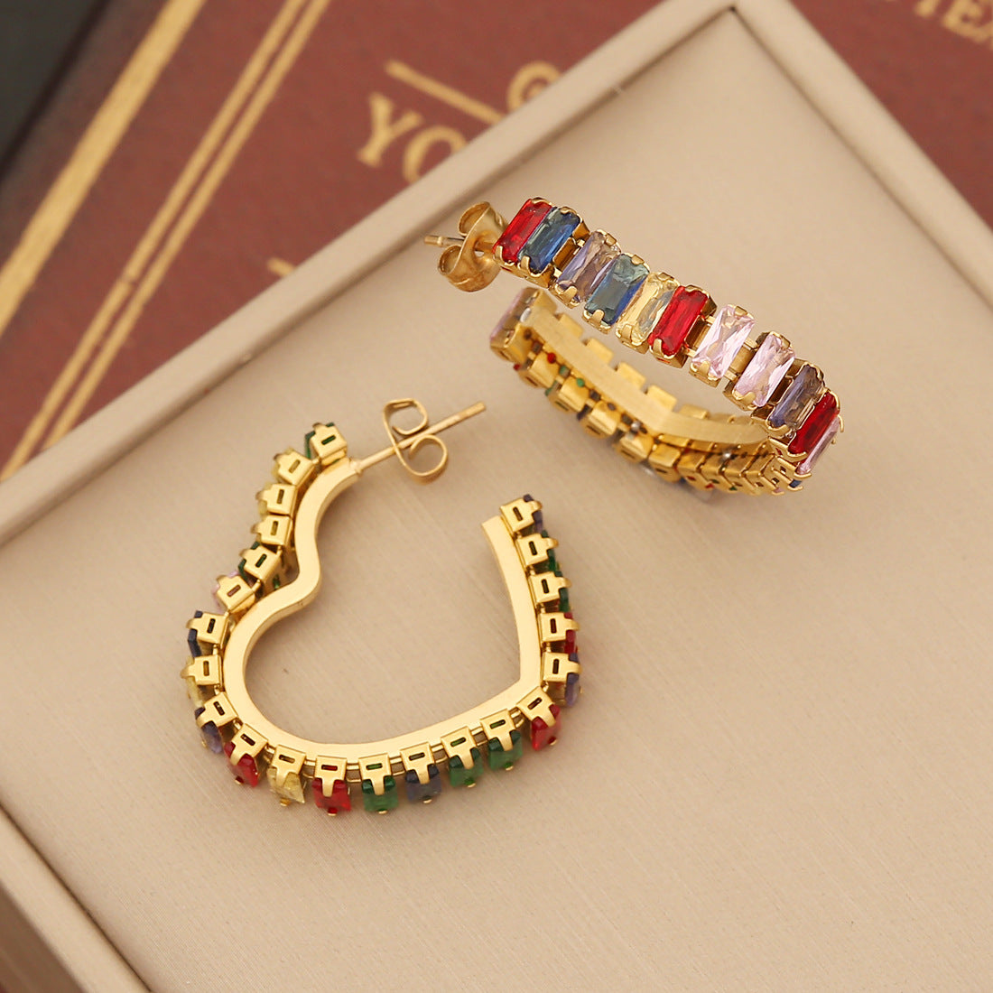 Fashion Heart Geometric Stainless Steel Electroplating Earrings
