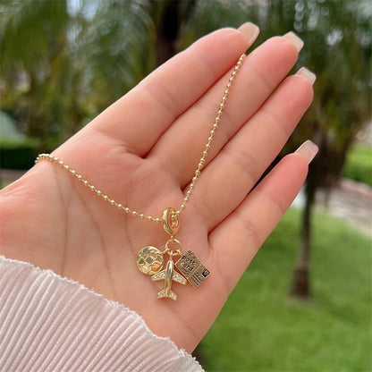 Multi-Style Copper Plating 18K Gold Full Diamond Zircon Travel Around The World Travel Style Series Clip Bead Necklace Necklace Suitable For Daily Wear Of All Ages Suitable For Gifts Original New Arrivals