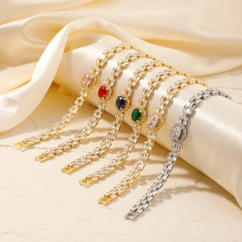 Copper K Gold Plated Inlay Water Droplets Zircon Bracelets