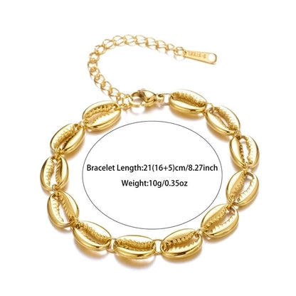 Stainless Steel 18K Gold Plated Minimalist Shell Bracelets