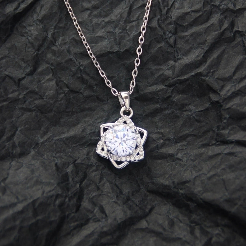 10 Pieces Casual Elegant Basic Moon Heart Shape Bow Knot Titanium Steel Copper Zircon Plating Inlay Pendant Necklace