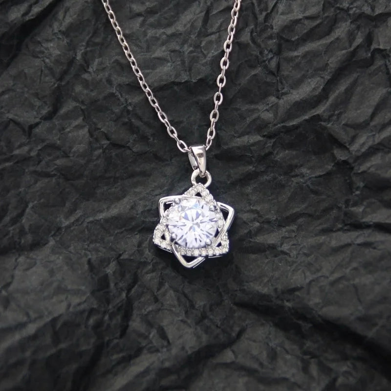 10 Pieces Casual Elegant Basic Moon Heart Shape Bow Knot Titanium Steel Copper Zircon Plating Inlay Pendant Necklace