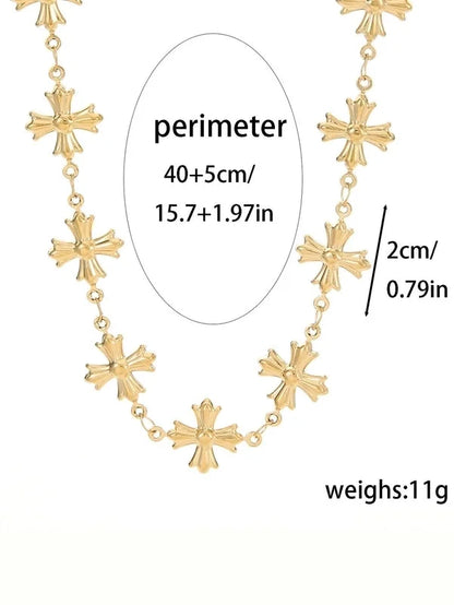 Retro Classic Style Cross 304 Stainless Steel 18K Gold Plated Multi Charms Necklace Bracelets