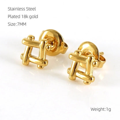 1 Pair Sweet Minimalist Star Heart Shape Airplane Hollow Out 304 Stainless Steel 18K Gold Plated Ear Studs