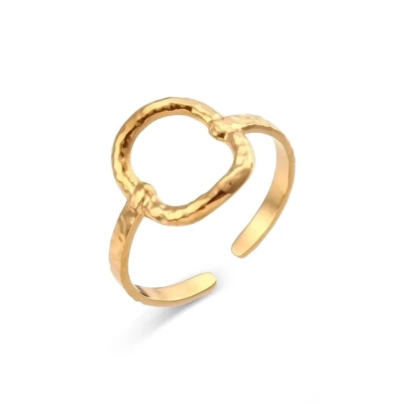 Fashion Geometric 304 Stainless Steel 18K Gold Plated Plating Open Ring
