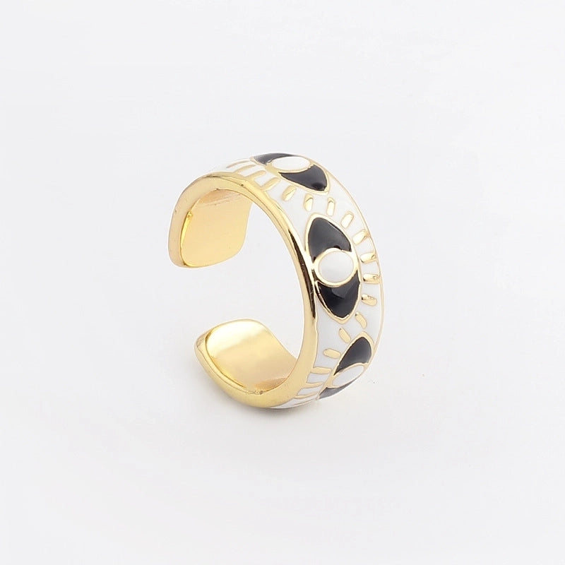 Fashion Devil\'s Eye Copper Open Ring Inlay Resin Copper Rings