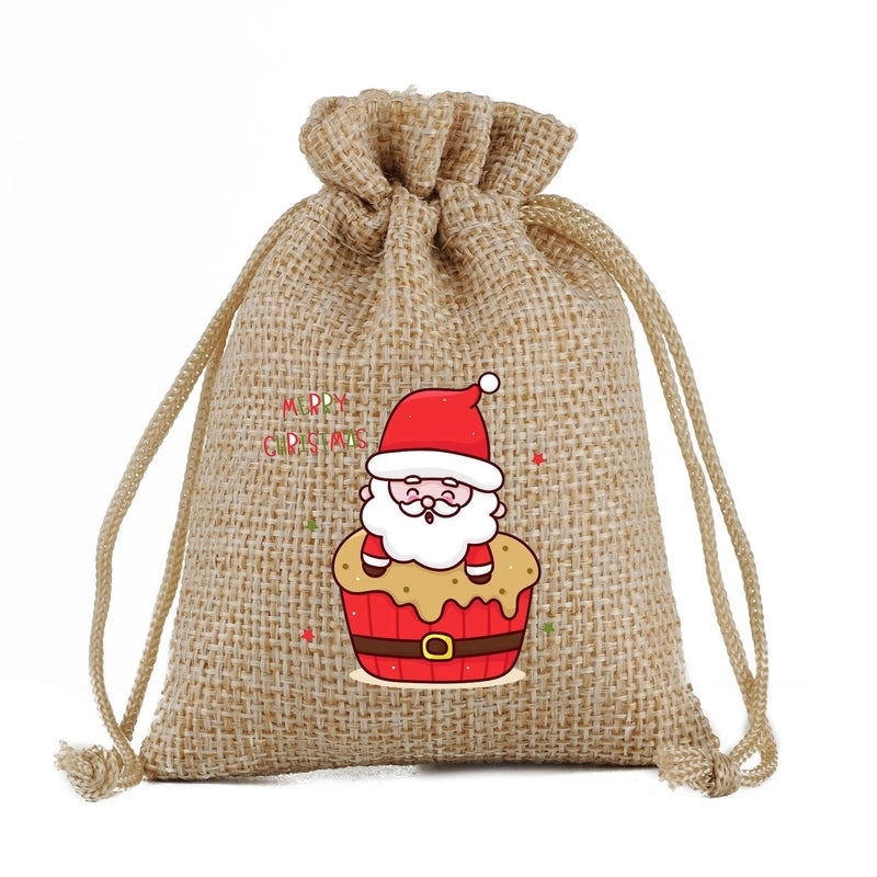 Christmas Nordic Style Cute Modern Style Christmas Tree Snowman Snowflake Imitated Hemp Party Festival Candy Bag