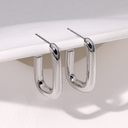 Minimalist Circle U-Shape Stainless Steel Electroplating Stud Earrings