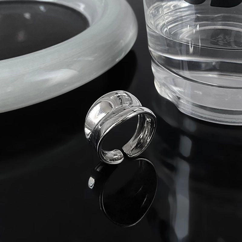 Minimalist Flower Rectangle Brass Plating White Gold Plated Open Rings