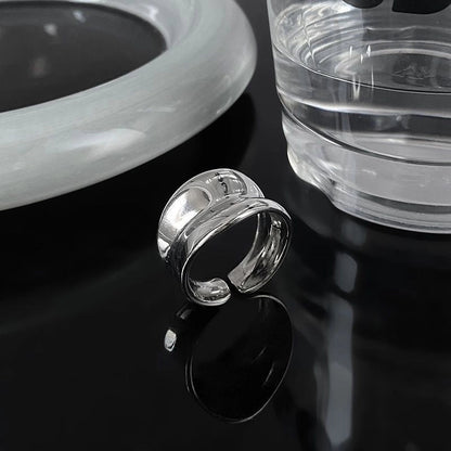 Minimalist Flower Rectangle Brass Plating White Gold Plated Open Rings