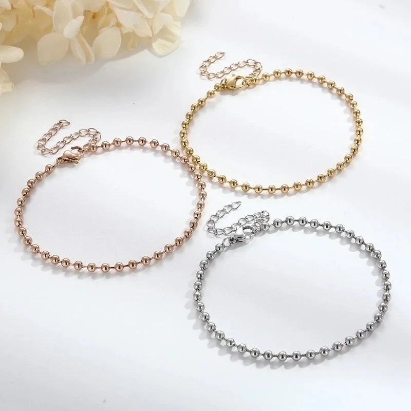 Minimalist Round Stainless Steel 18K Gold Plated Bracelets In Bulk