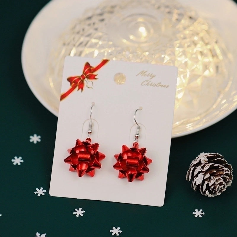 Fashion Christmas Tree Snowflake Elk Silver Plated Enamel Women's Earrings 1 Pair