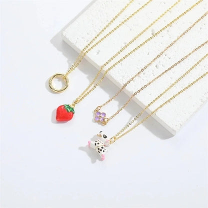 Copper 14K Gold Plated Inlay Dog Zircon Pendant Necklace