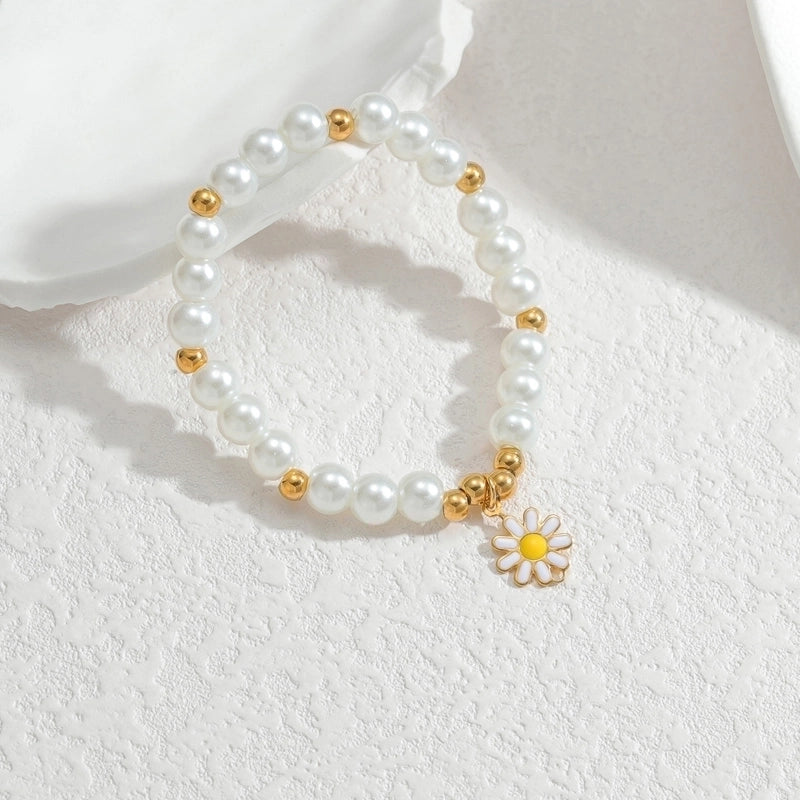 Elegant Cute Streetwear Geometric 304 Stainless Steel 18K Gold Plated Artificial Pearls Bracelets In Bulk