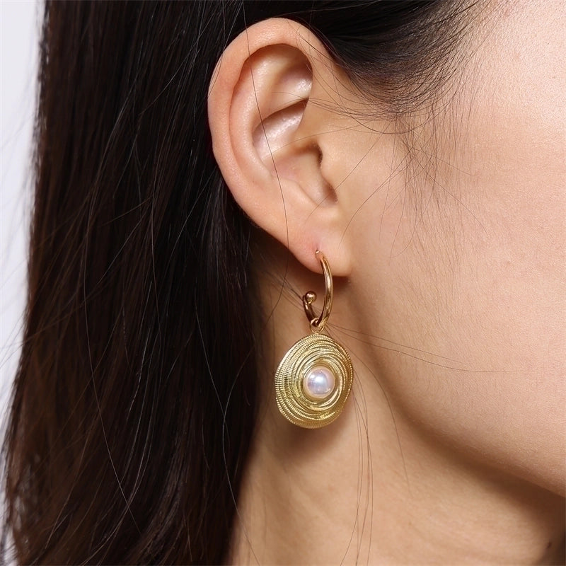 Elegant Lady Geometric 304 Stainless Steel Pearl 18K Gold Plated Plating Inlay Rings Earrings Necklace