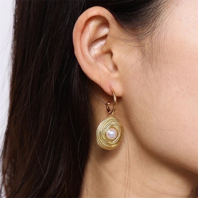 Elegant Lady Geometric 304 Stainless Steel Pearl 18K Gold Plated Plating Inlay Rings Earrings Necklace