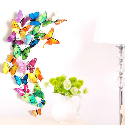 3d Realistic Butterfly Wall Stickers Fridge Magnets Home Mall Background Decorations Pvc Wall Decals Artistic Crafts