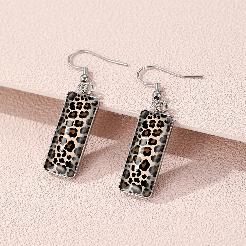 Leopard Earrings Zebra Earrings Dairy Grain Square Earrings Time Gemstone Rectangular Earrings