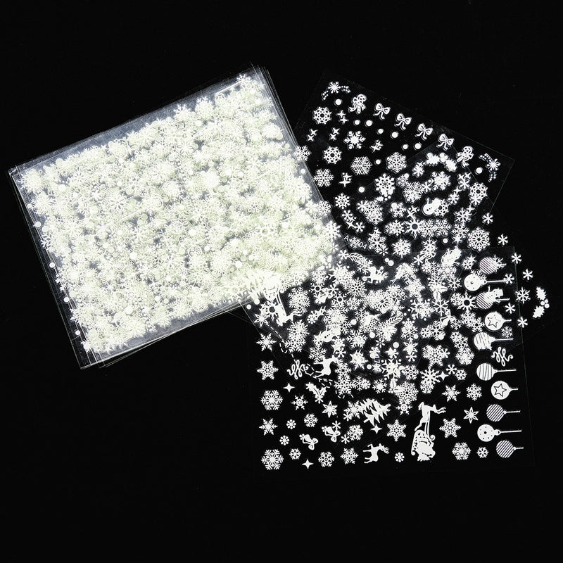 Christmas Snowflake Nail Stickers Laser Golden Silver Snowflake Nail Stickers Set Valentine's Day Nail Decoration Stickers