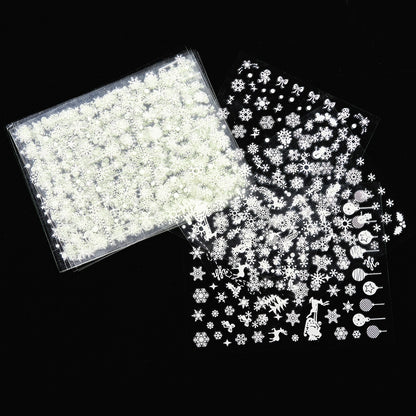 Christmas Snowflake Nail Stickers Laser Golden Silver Snowflake Nail Stickers Set Valentine's Day Nail Decoration Stickers