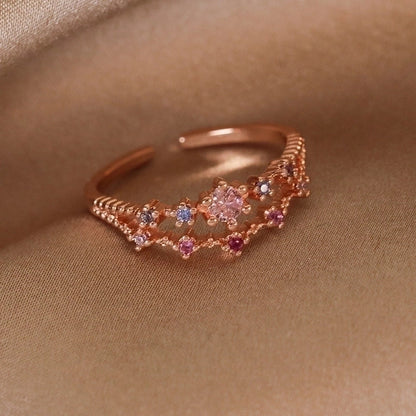 Minimalist Shiny Star Water Droplets Heart Shape Copper Inlay White Gold Plated Gold Plated Zircon Open Rings