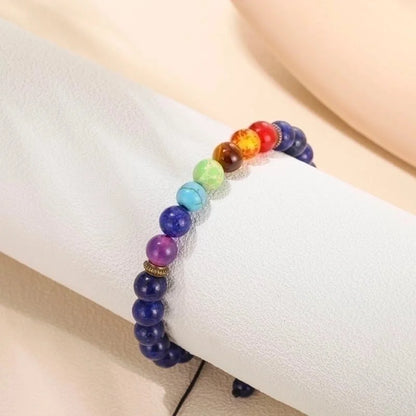 Minimalist Round Alloy Natural Stone Polyester Woven Chain Bracelets In Bulk