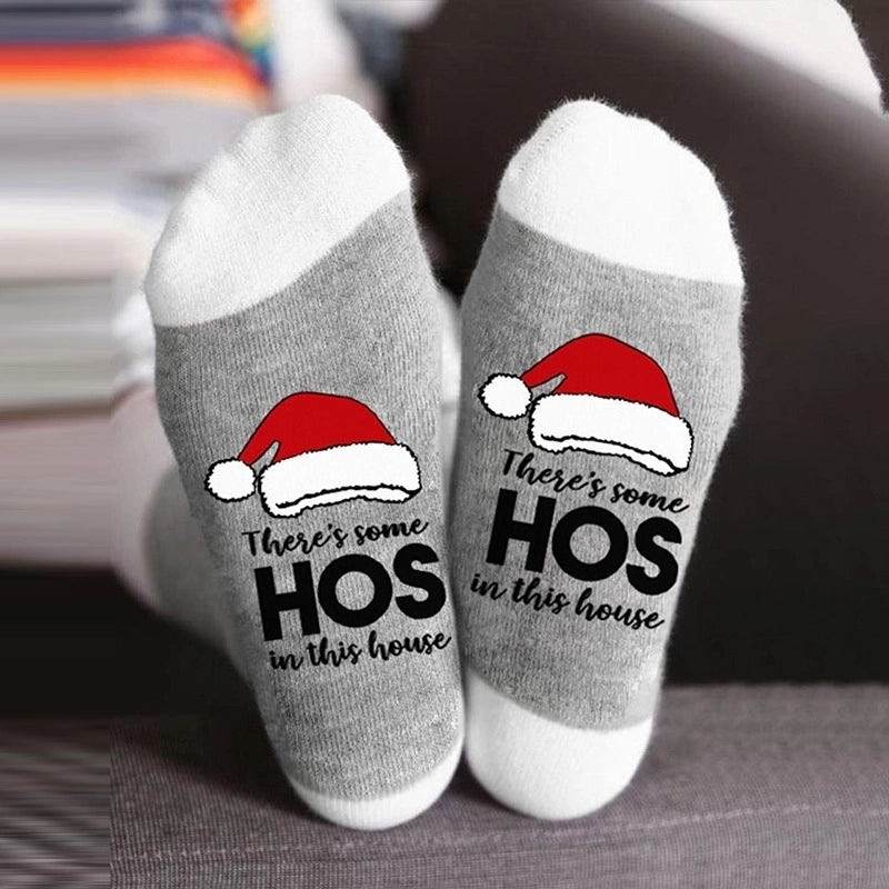 Unisex Casual Letter Snowman Cotton Crew Socks