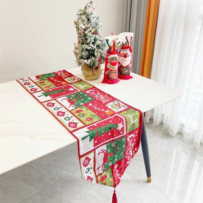 Christmas Christmas Tree Santa Claus Elk Polyester Christmas Tablecloth