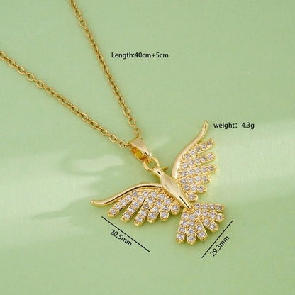 Fashion New Angel Wings Necklace Female Copper 18K Gold Pendant Plated Micro-Inlaid Light Luxury Minority Design Jewelry