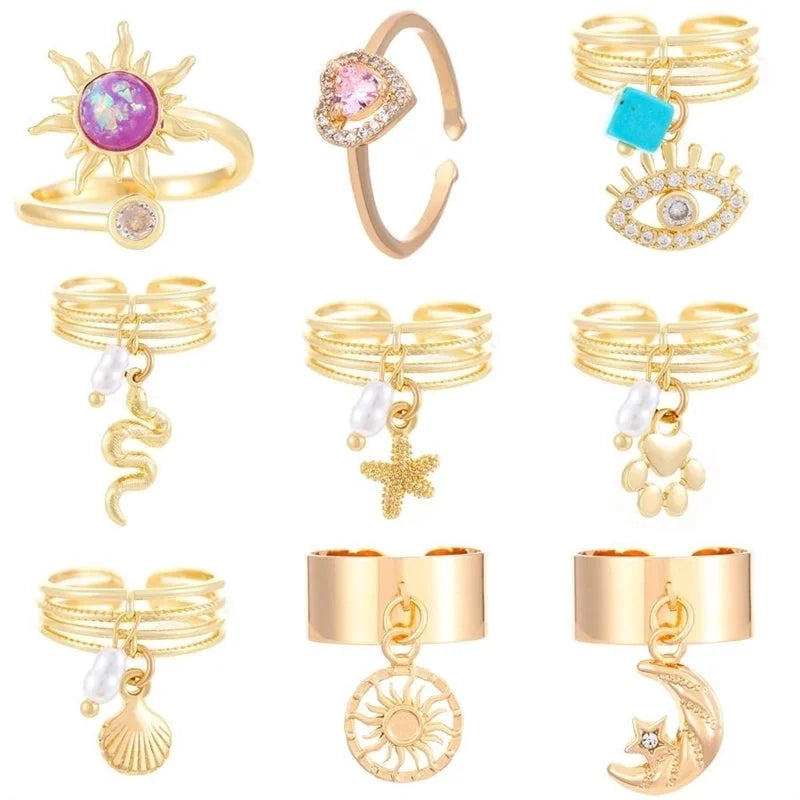 Copper Gold Plated Silver Plated Inlay Geometric Cross Zircon Open Rings