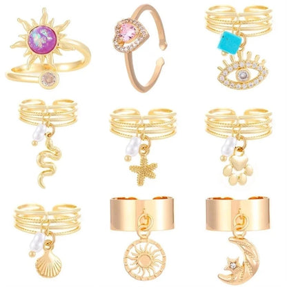 Copper Gold Plated Silver Plated Inlay Geometric Cross Zircon Open Rings