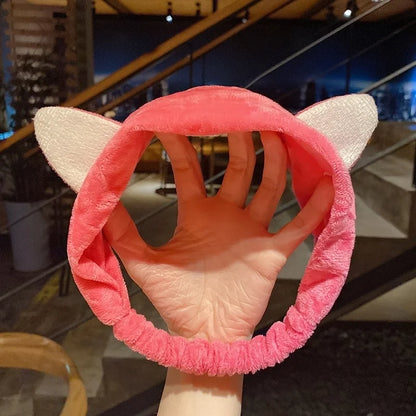 Cat Ears Hair Band Hair Band Korean Plush Internet Celebrity Rabbit Ear Hair Accessories Bow Face Wash Hair Band