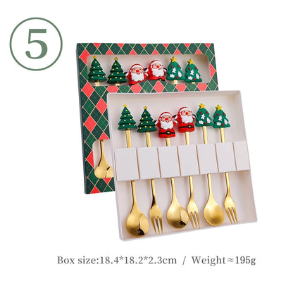 J Christmas Spoon Suit Cartoon Funny Christmas Tree Dessert Cake Spoon Creative Tableware Christmas Gift