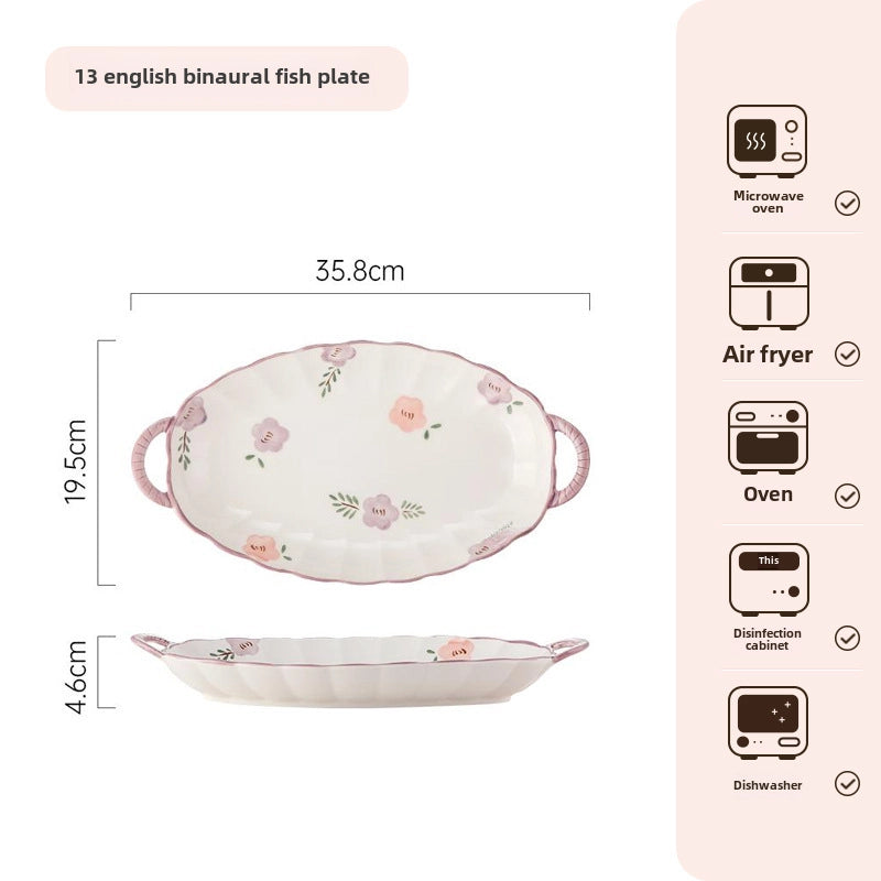 Purple Ceramic Bowl And Dish Set Household Japanese Style Bowl And Dish Fresh Dinner Housewarming Dish Bowl And Chopsticks Set