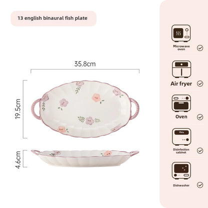 Purple Ceramic Bowl And Dish Set Household Japanese Style Bowl And Dish Fresh Dinner Housewarming Dish Bowl And Chopsticks Set