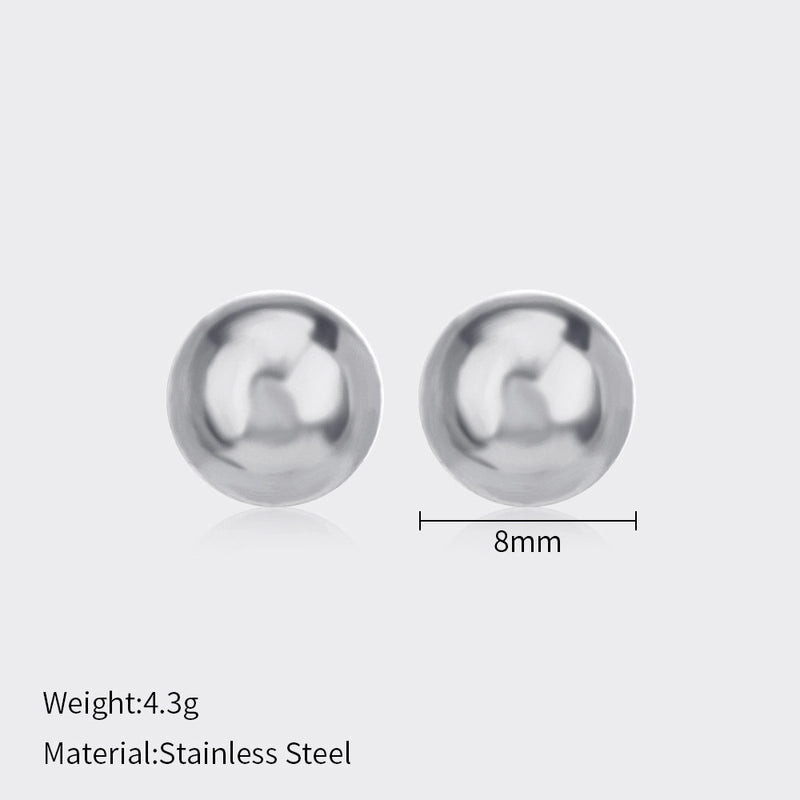 1 Pair Minimalist Ball Solid Color Plating 304 Stainless Steel Stainless Steel Earrings