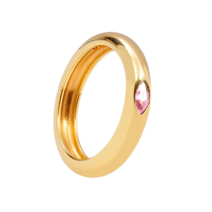 European And American Inlaid Multicolor Zircon 18k Gold-plated Smooth Copper Ring