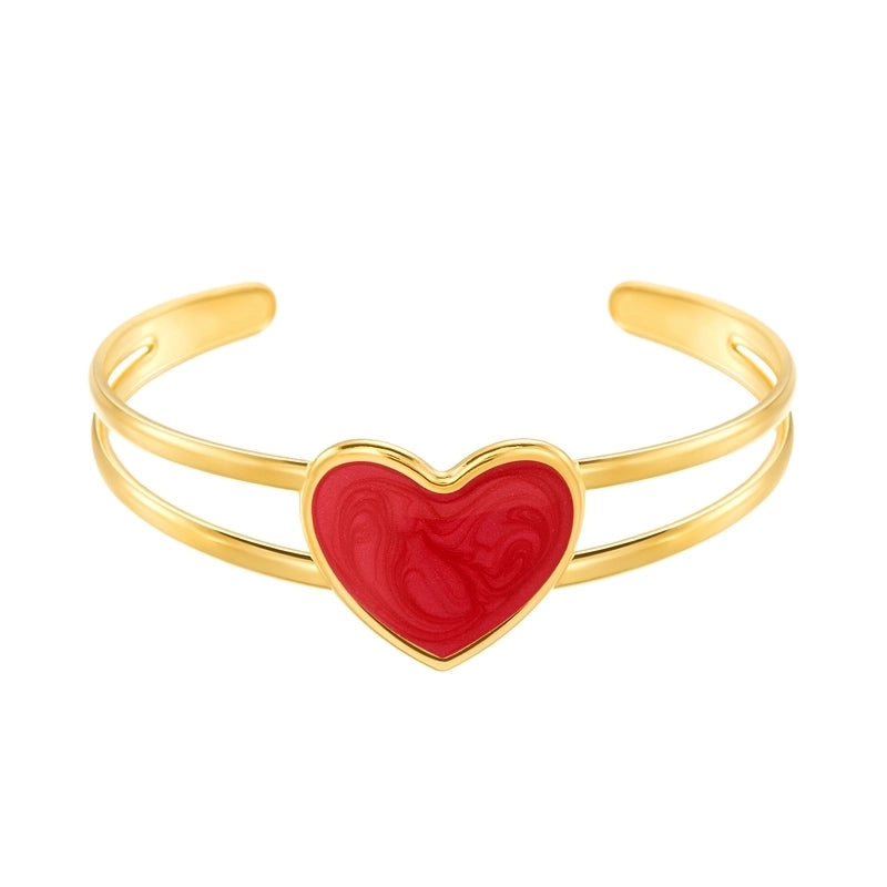 Elegant Minimalist Heart Shape 304 Stainless Steel Bangle In Bulk