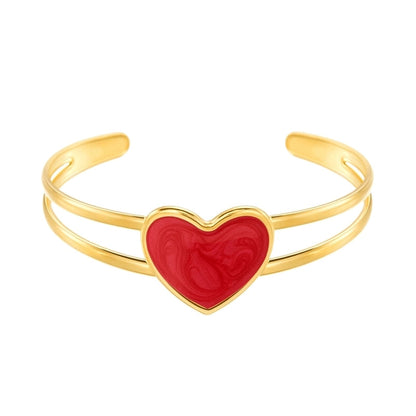 Elegant Minimalist Heart Shape 304 Stainless Steel Bangle In Bulk