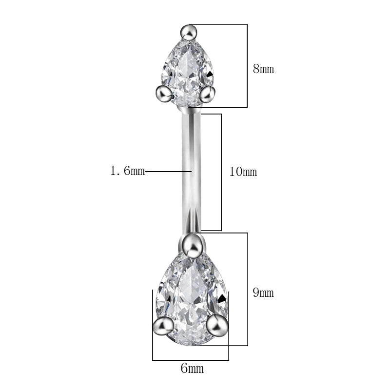 Minimalist Water Droplets Flower Butterfly Stainless Steel Inlay Zircon Women's Belly Ring