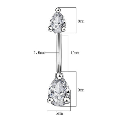 Minimalist Water Droplets Flower Butterfly Stainless Steel Inlay Zircon Women's Belly Ring