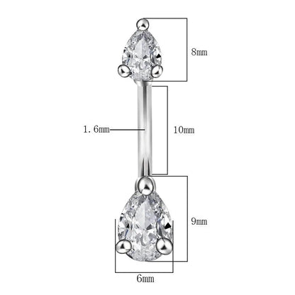 Minimalist Water Droplets Flower Butterfly Stainless Steel Inlay Zircon Women's Belly Ring