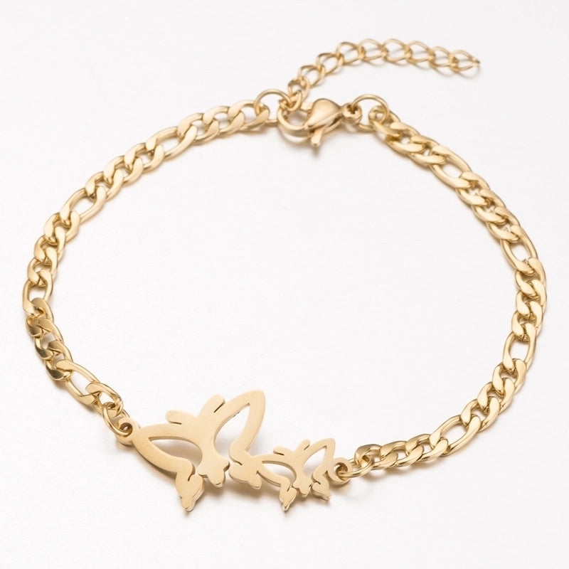 Women's Fashion Heart Butterfly Elephant Stainless Steel No Inlaid Bracelets Plating Stainless Steel Bracelets