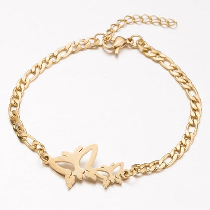 Women's Fashion Heart Butterfly Elephant Stainless Steel No Inlaid Bracelets Plating Stainless Steel Bracelets