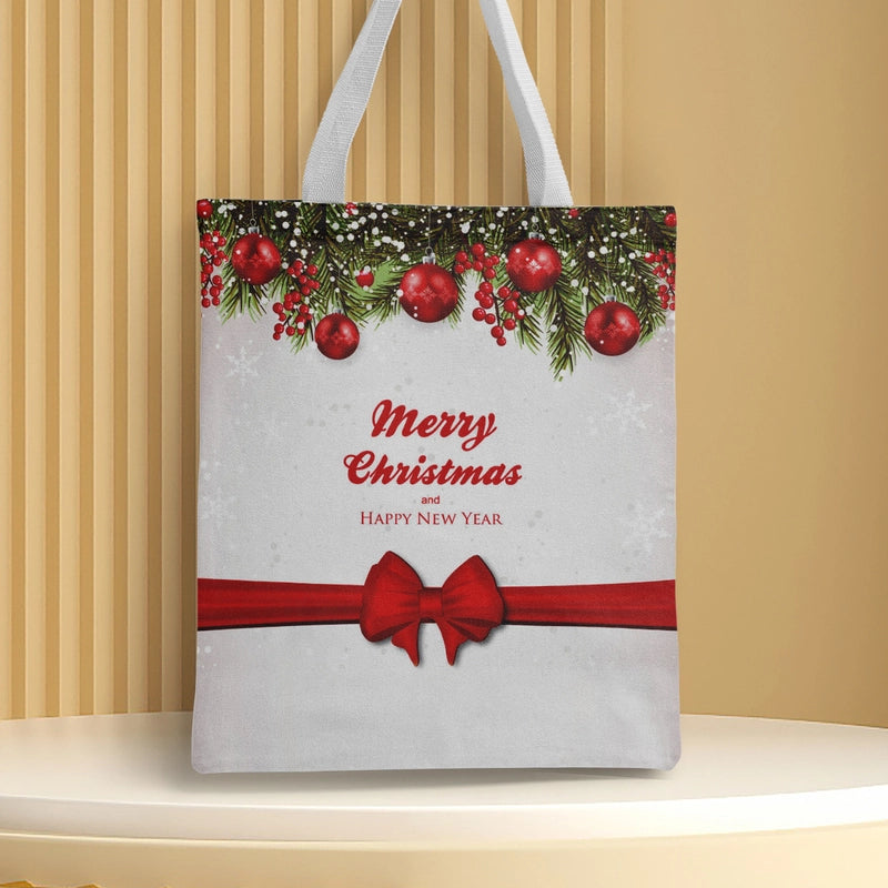 Christmas Unisex Polyester Christmas House Christmas Tree Santa Claus Cute Square Open Handbag